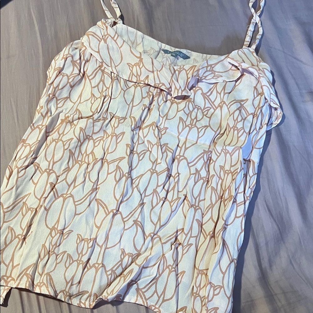 Manaola Cream Camisole with Tan Floral Outline